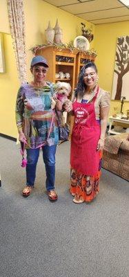 Mrs. Bibi, and customer.
We offer a pet friendly environment.