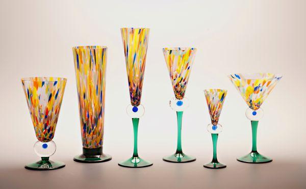 Jubilee Multicolored Art Glass Drinkware