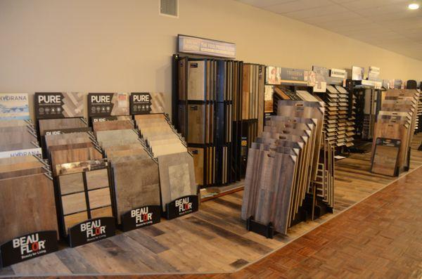 We offer the most current flooring styles.  Luxury plank, Solid hardwood, Engineered wood, traditional vinyl, carpet and tile.