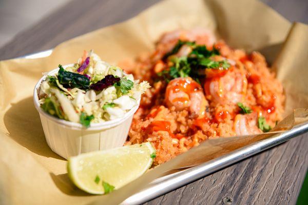 Shrimp Bowl with Kathleen's Special Rice.