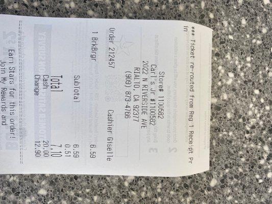 My receipt and the person that had one of the worst attitude that I ever seen