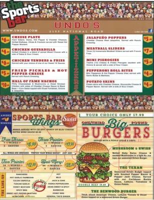 Sport's Bar Menu - page 1