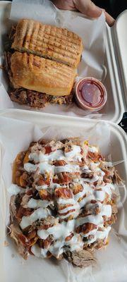 Brisket Sandwich & Pulled Pork Fritos Pie