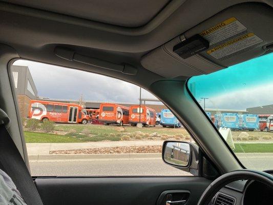 All of the unused shuttles parked at the facility