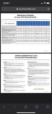 Chevy maintenance schedule