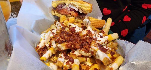 Gyro grilled cheese with ranch fries