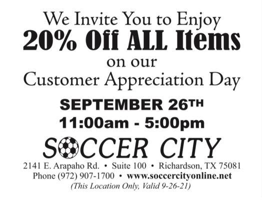 Customer Appreciation Day Sale 20% OFF LAST SUNDAY OF THE MONTH