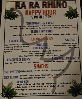 Happy Hour Menu