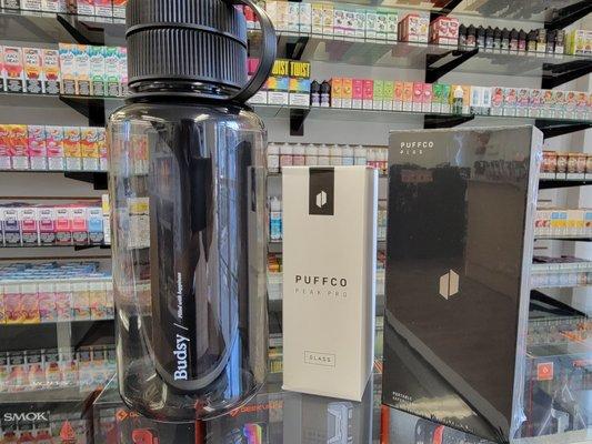 Puffco Peak Pro replacement glass, atomizers,  Budsy water pipe, and Puffco Plus back in stock!