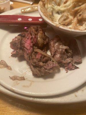 Rough fatty steaks that were not edible!