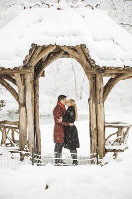 Snowy Central Park Engagement Session Photography