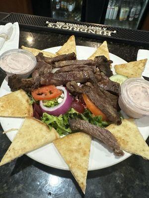 Greek Salad with Steak added