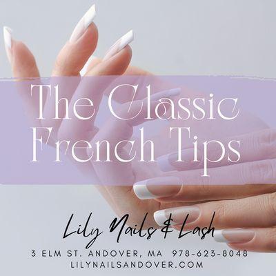 Try out the classic French tips or switch out white tips for any color of your choice! Come check out our huge array of color selections!