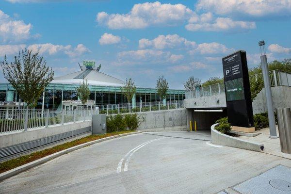 Climate Pledge Arena operated, this garage is accessed via underground and has complementary EV charging stations.