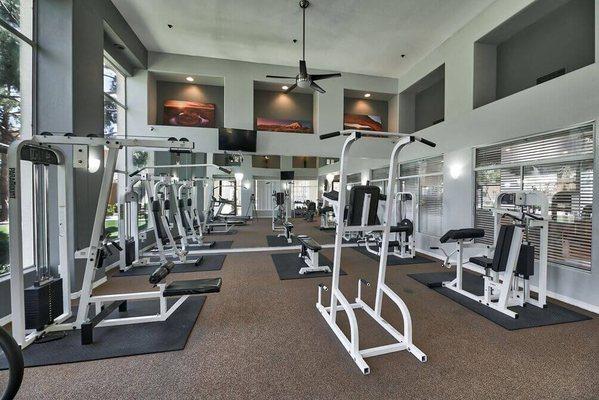 the gym at the condos is equipped with weights and cardio equipment at Desert Sage