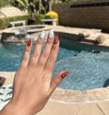 Talavera/Mexican Clay Pot inspired nails