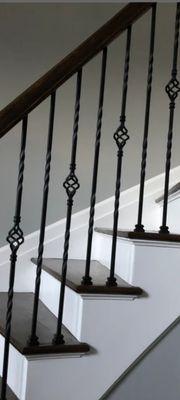 Removal of Old handrails & installation of new handrails with twisted basket spindles