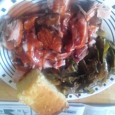 Chopped Pull Pork Greens & Cornbread