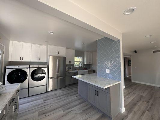 Laundry and kitchen area