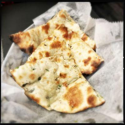 Paheli naan (Amul cheese, paneer, cilantro, green chili) - really good!