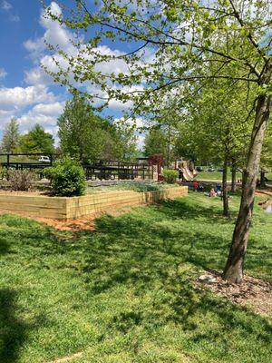 The playground and picnic table area