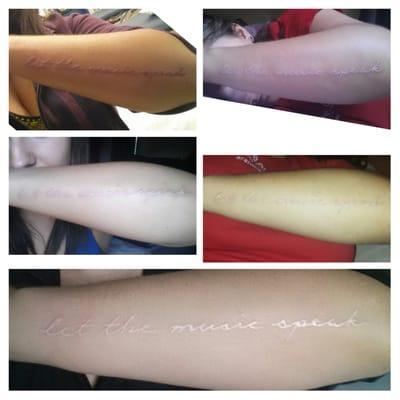 The healing process for my first ever white ink tattoo, done by Marcus! (About 9 days)