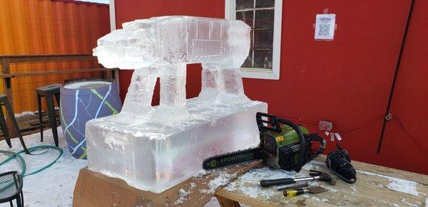 Chainsaw Ice Sculpture AT-AT