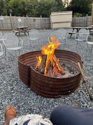 The outdoor fire pit area