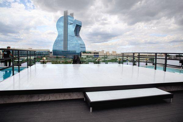 White Vinyl Partial Pool Cover Dance Floor at G7 Hotel