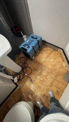 Bathroom floor left it out and equipment