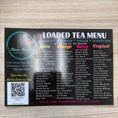 Loaded Tea Menu