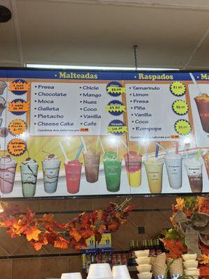 Menu Malteadas y Raspados