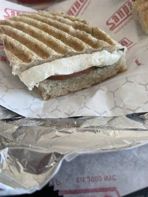 Fresh mozzarella panini