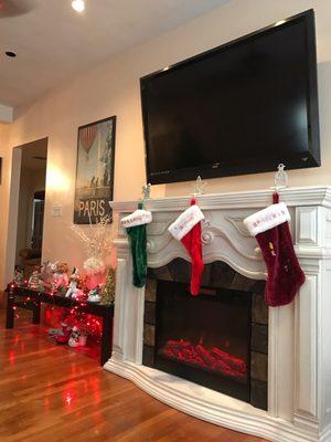 Grade A work. Assembled working fireplace and mantel. Also mounted TV with professionalism and courtesy.