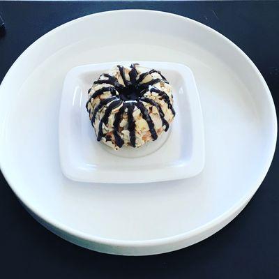 Almond Covered Bundt Cake with Chocolate Drizzle