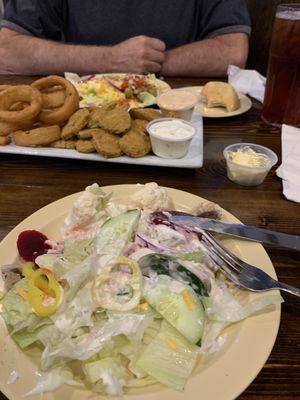 Salad bar is a treat there are not that many around . We drive 30 minutes for the onion rings