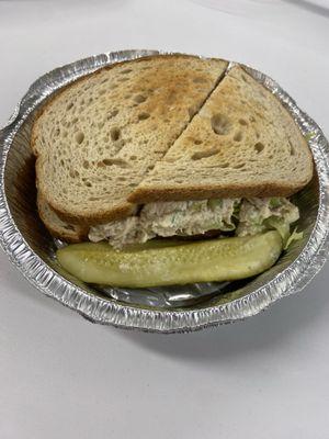 Chicken salad sandwich on rye