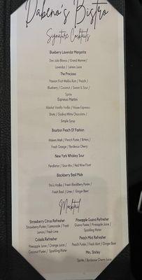 Cocktail list