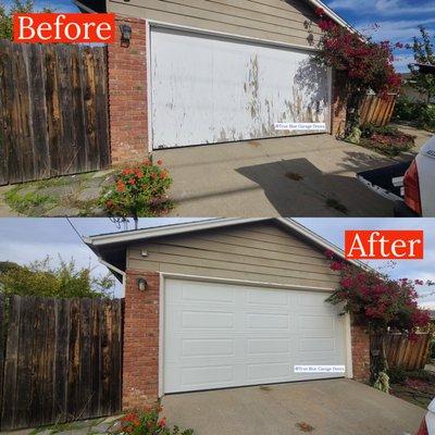 Garage door install before and after