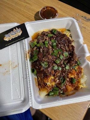 Chopped Beef Loaded bake potato  Exelent!