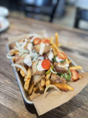 We did a mix of the devil fries and pork belly fries -2 dollars extra charge so worth it