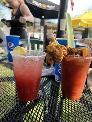 Raspberry lemonade and meaty Bloody Mary