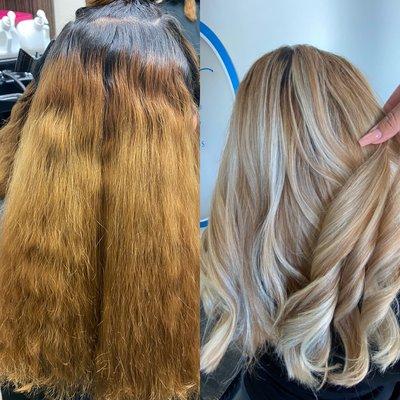 Before & after balayage