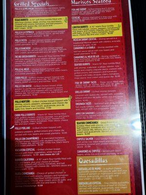 One Page of their 8-10 page menu!