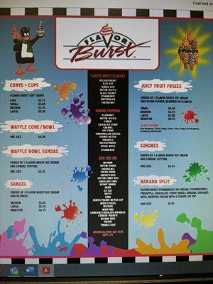 Flavor Burst menu