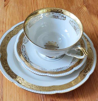 Bavarian teacup, saucer, plate