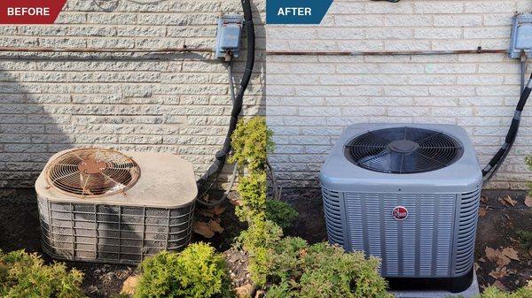 Transforming comfort with a brand new AC installation. From outdated to energy-efficient cooling.