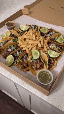 It's all about the taco box! $20.99 for 15 tacos & papas