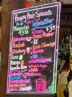 Happy hour menu...