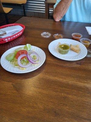 Chips & salsa and a small salad